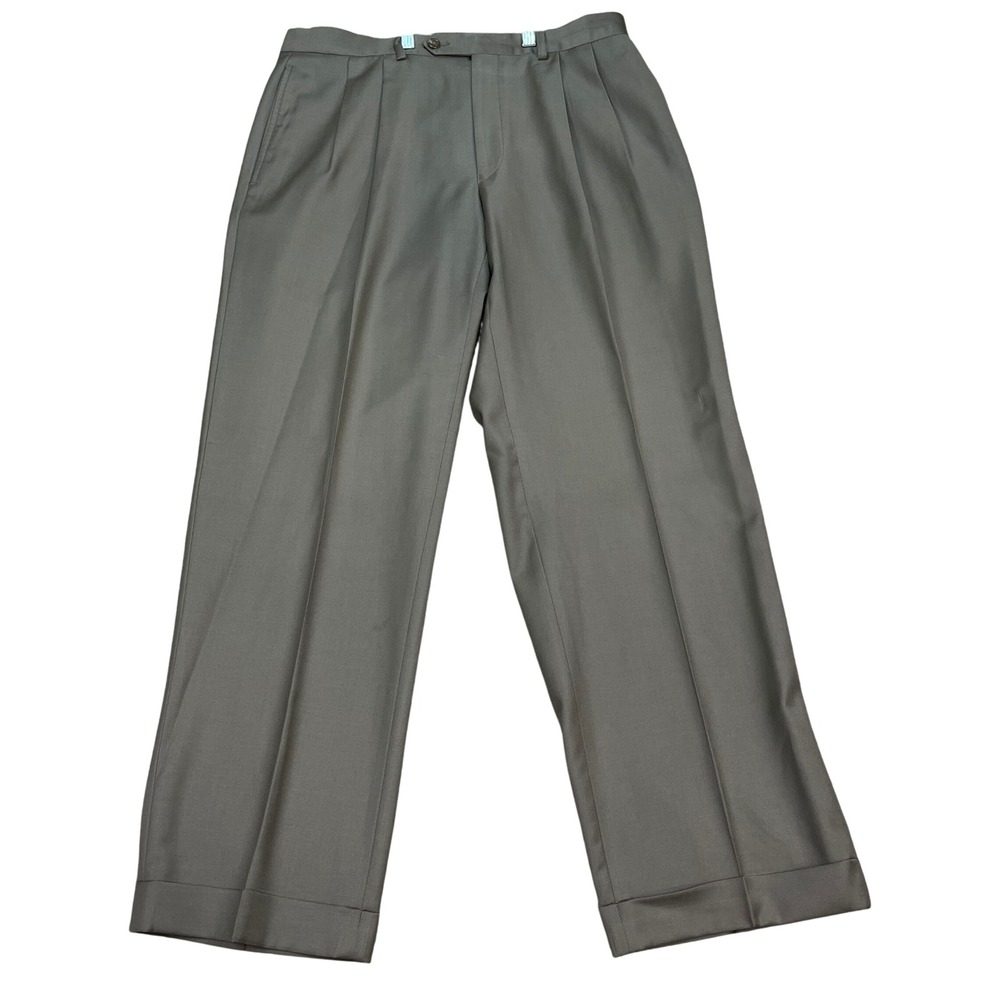 Lauren Ralph Lauren 120's Cashmere Pants Mens 33x30 Taupe Brown Wool Dress EUC